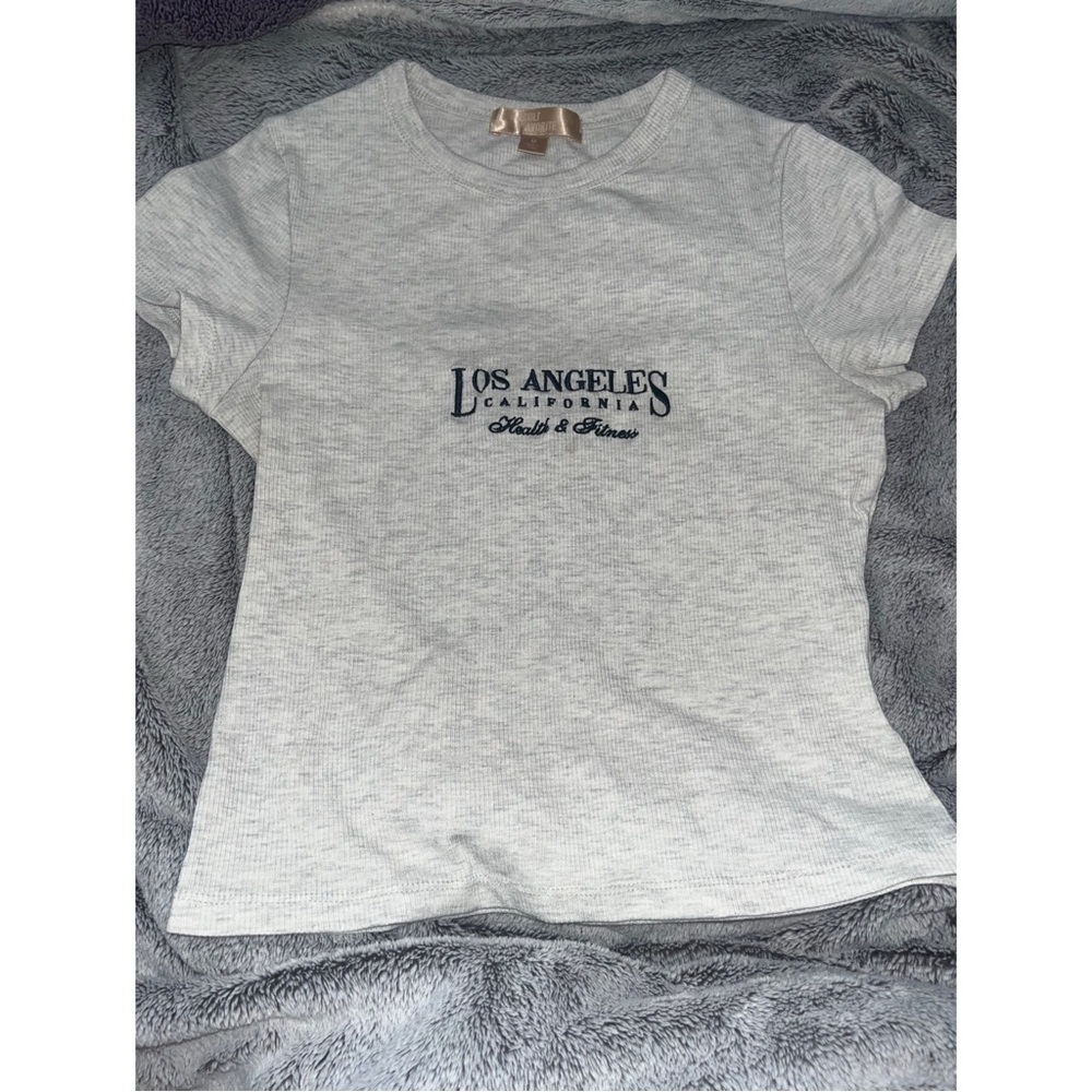 Cult Favorite Gray T-Shirt with Blue Print